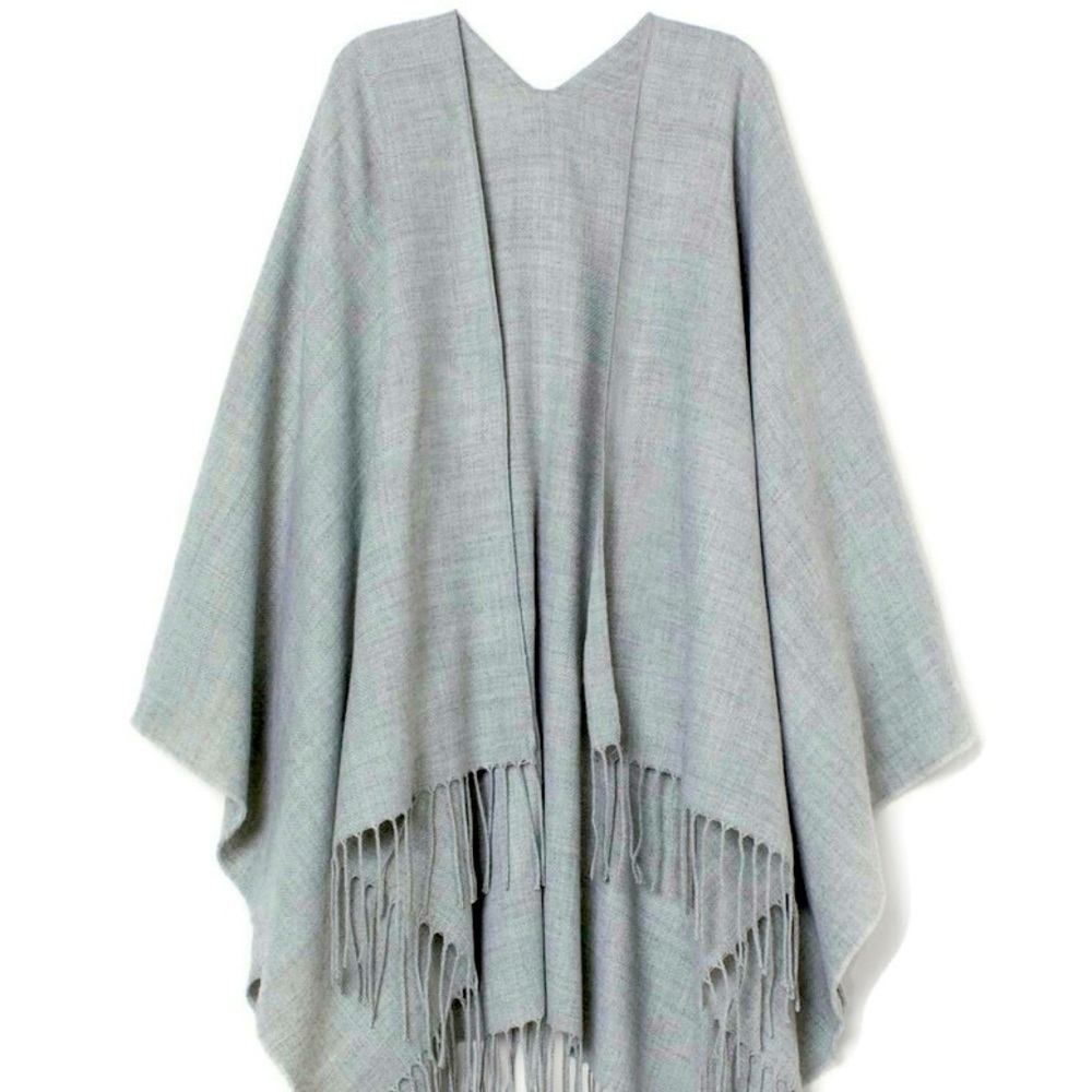 Poncho H&M Grey Fringe